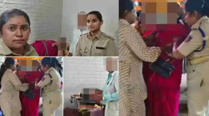 Shivamogga Akka Pade staff helping an injured woman in Gandhi Bazar