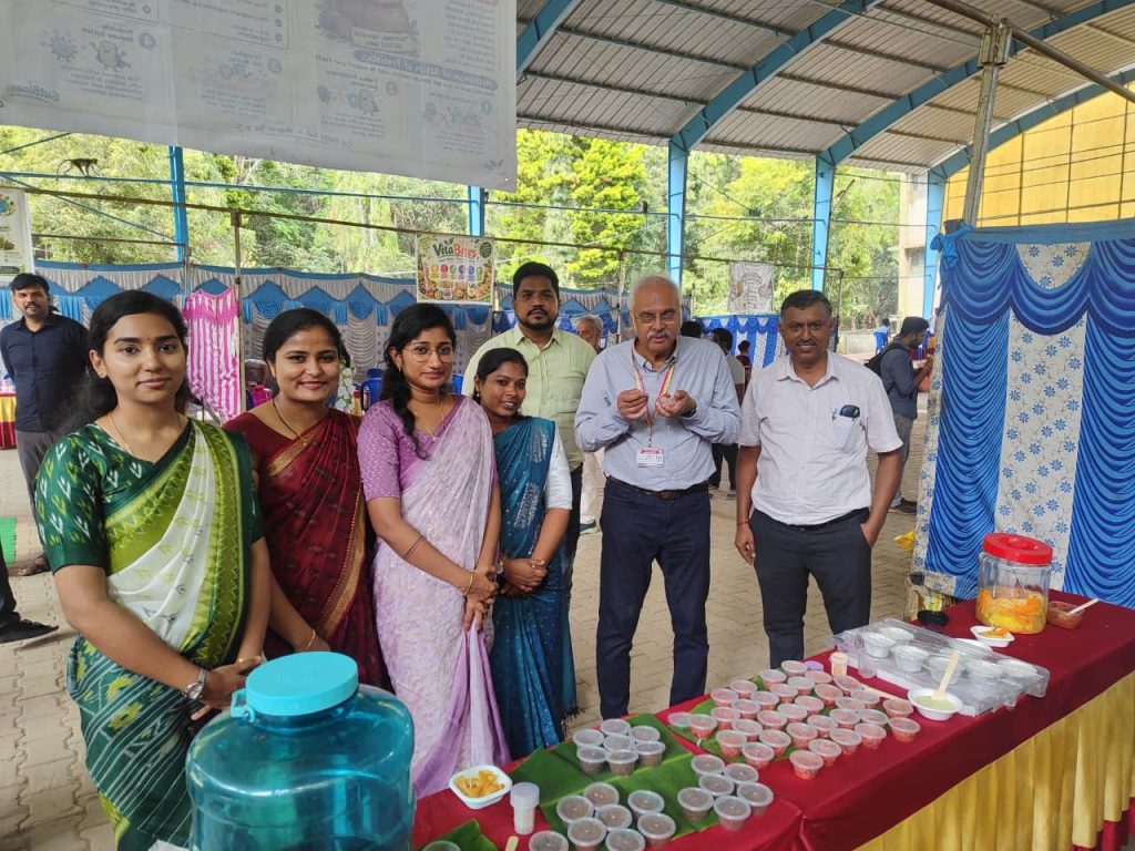 Food stalls set up by students at the Kuvempu University food fair in Shankaraghatta