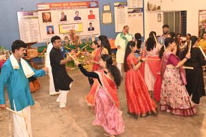 Members performing Dandiya dance at Konandur Rotary Club Navaratri programme