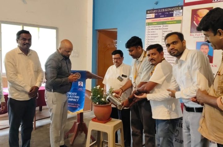 Hearing aid distribution at free hearing camp at Rotary Bhavan, Konandur