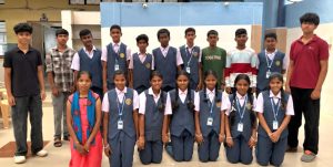 Divij and Advik Kadidal conducting an organ donation awareness programme at Rotary School, Shivamogga